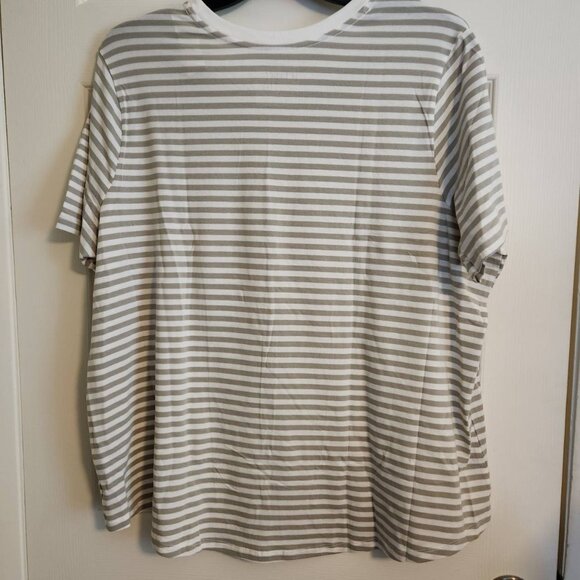 Terra & Sky Plus Short Sleeve Striped Top 2X Tencel Modal Fibers - Picture 5 of 6